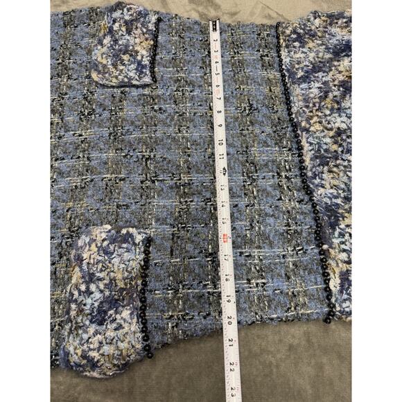 NWT St. John Blue Tweed Knit Sleeveless Dress M Mohair Alpaca Metallic $1295 - Picture 13 of 15